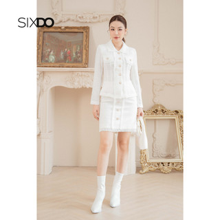 Chân váy tweed trắng SIXDO