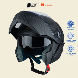 Mũ bảo hiểm fullface lật hàm 2 kính royal m179 - vân cacbon