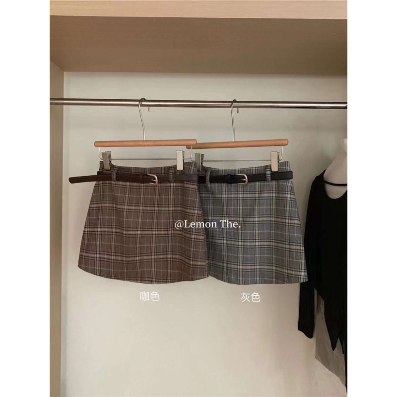 Chân váy kẻ chữ A kèm đai StyleKorean //6655