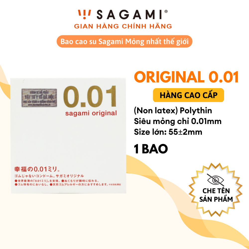 Bao cao su Sagami 0.01 Original- Bao cao su nam size lớn 55mm, Non latex