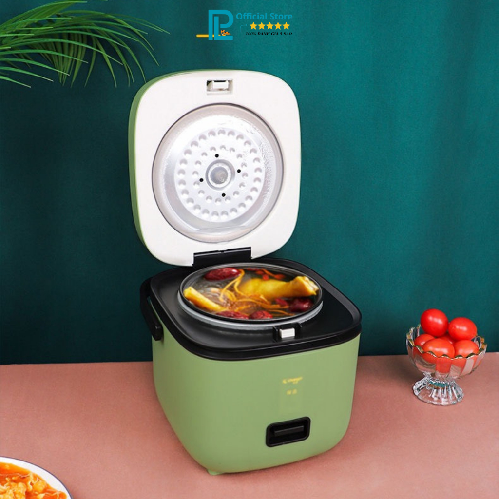 Nồi cơm điện mini 1.2 lít lòng nồi 0.8 lít XANH, nồi cơm gạo lứt, nấu cháo cho bé ăn dặm