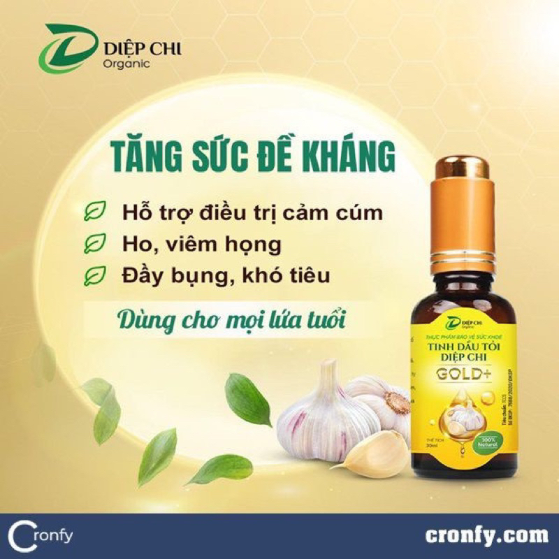 TINH DẦU TỎI DIỆP CHI GOLD+ giảm ho, viêm họng, cảm cúm, đầy bụng, khó tiêu