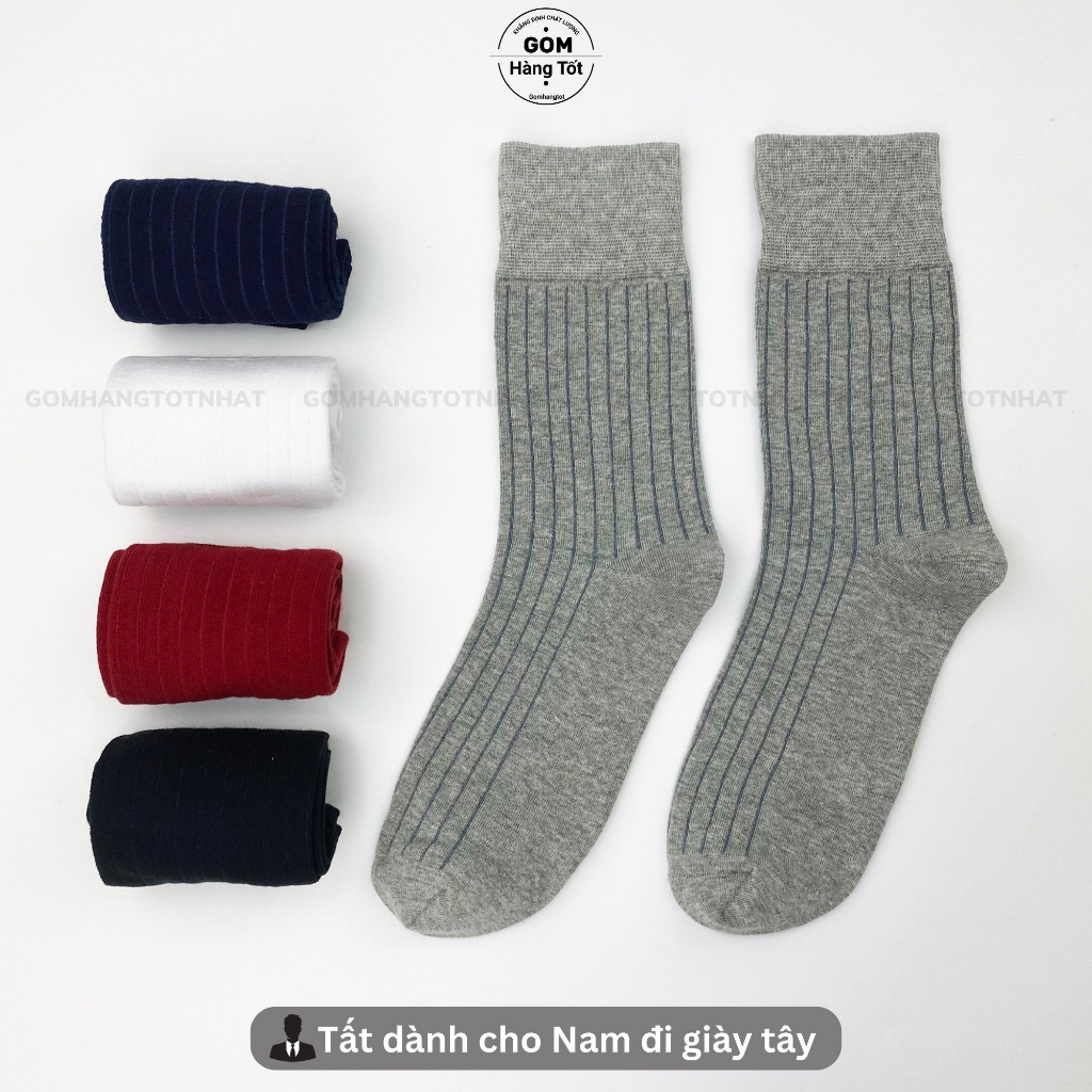 Tất nam công sở cổ cao hoạ tiết gân chìm, tất đi giày tây chất liệu cao cấp hút ẩm, thoáng khí -GOM-TAYGANCHIM-1DOI