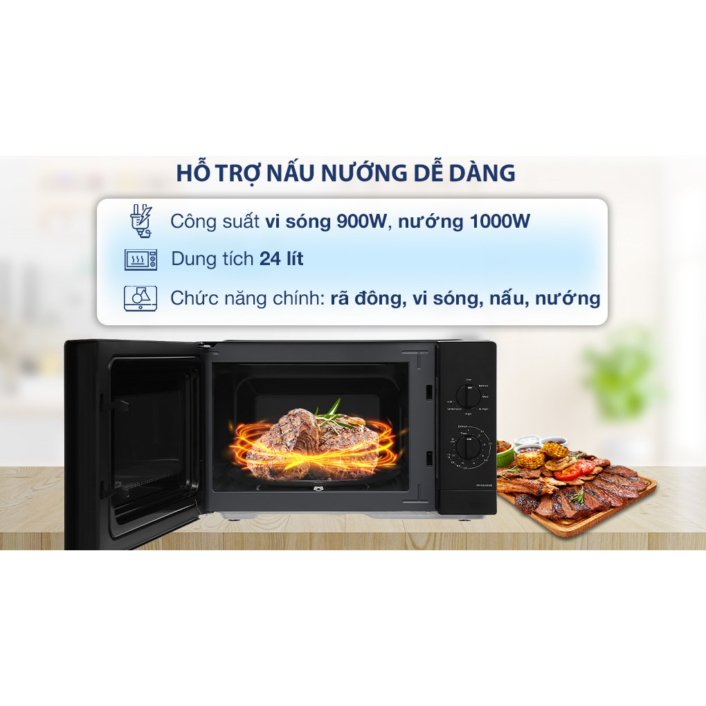Lò vi sóng Panasonic GM34NBYUE 24 lít, có nướng, mặt đen sang trọng, chính hãng, bảo hành 12 tháng