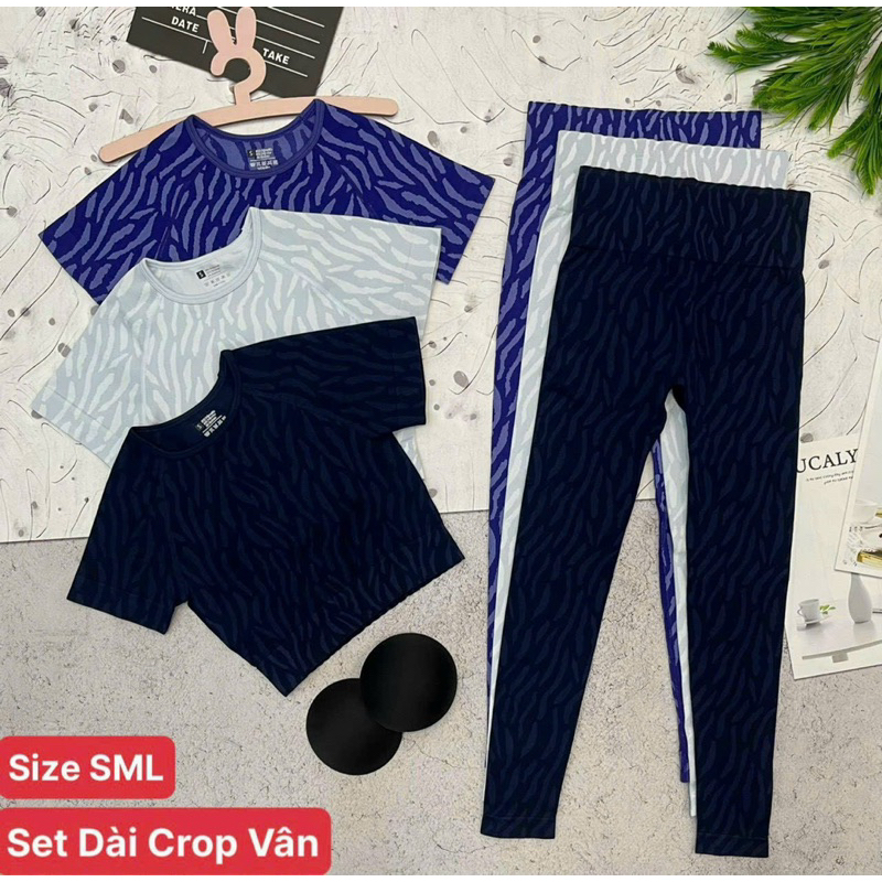 Set crop dài dệt Vân gym,thể thao,yoga