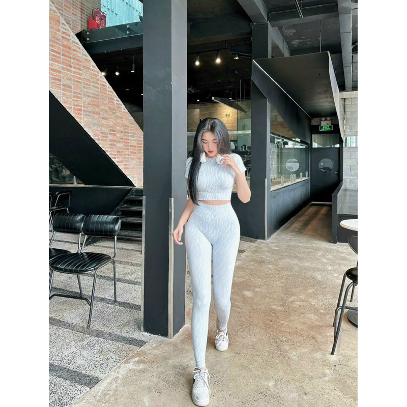 Set crop dài dệt Vân gym,thể thao,yoga