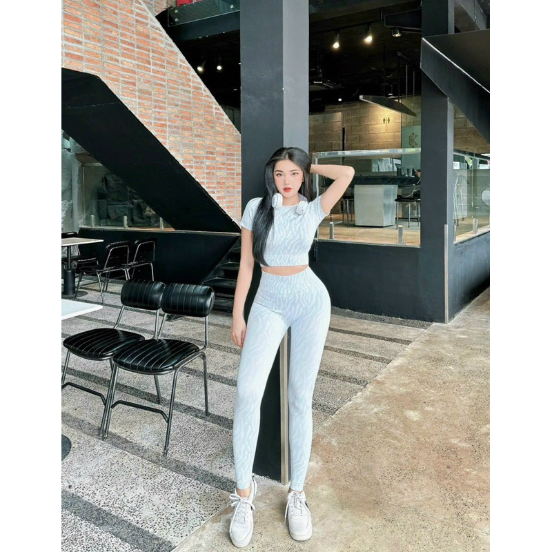 Set crop dài dệt Vân gym,thể thao,yoga