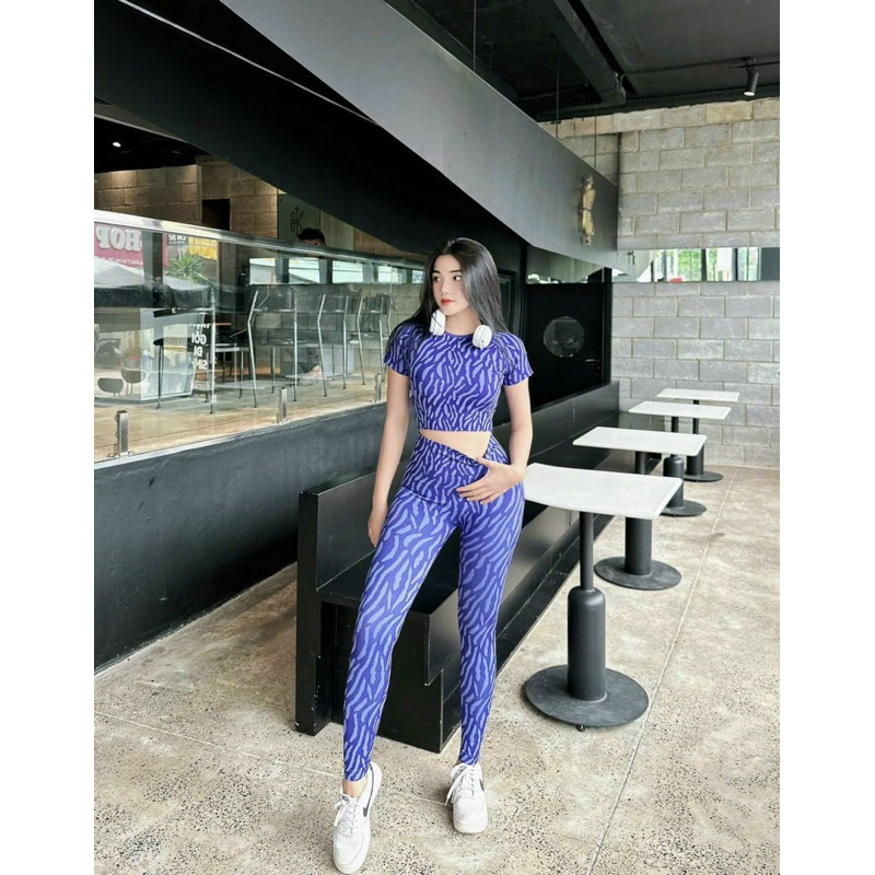 Set crop dài dệt Vân gym,thể thao,yoga