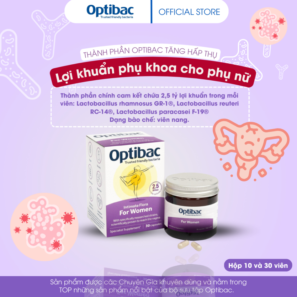 Combo viên uống men vi sinh Optibac For Women, Every Day 30 viên tăng cường lợi khuẩn, sức đề kháng toàn diện