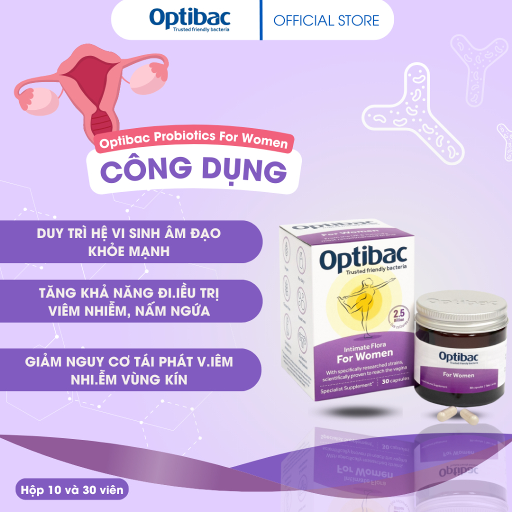 Combo viên uống men vi sinh Optibac For Women, Every Day 30 viên tăng cường lợi khuẩn, sức đề kháng toàn diện