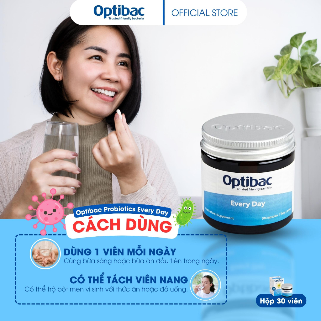 Combo viên uống men vi sinh Optibac For Women, Every Day 30 viên tăng cường lợi khuẩn, sức đề kháng toàn diện