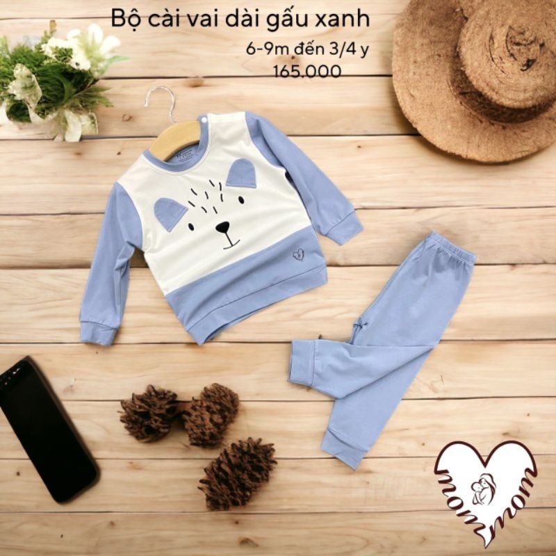 Bộ dài tay Mommom cho bé trai, bé gái từ 6M - 4Y