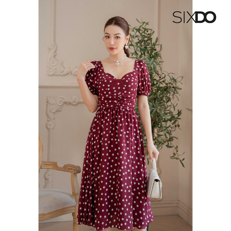 Đầm xòe SIXDO (Polka Dot Midi Chiffon Dress)