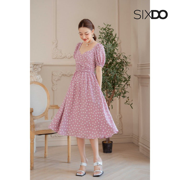 Đầm xòe SIXDO (Polka Dot Midi Chiffon Dress)