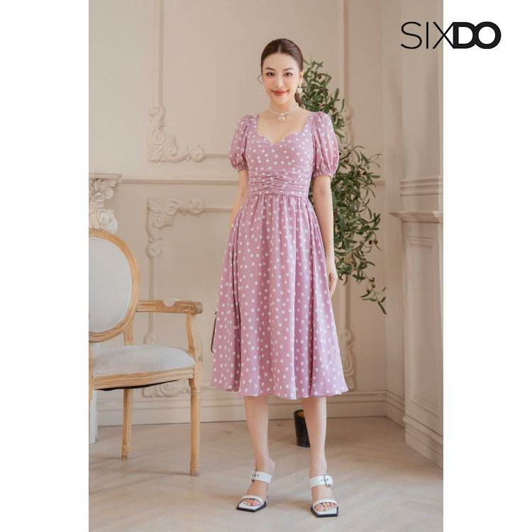 Đầm xòe SIXDO (Polka Dot Midi Chiffon Dress)