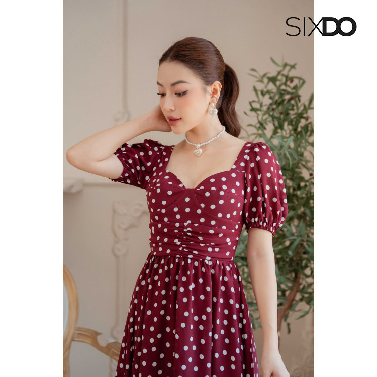 Đầm xòe SIXDO (Polka Dot Midi Chiffon Dress)