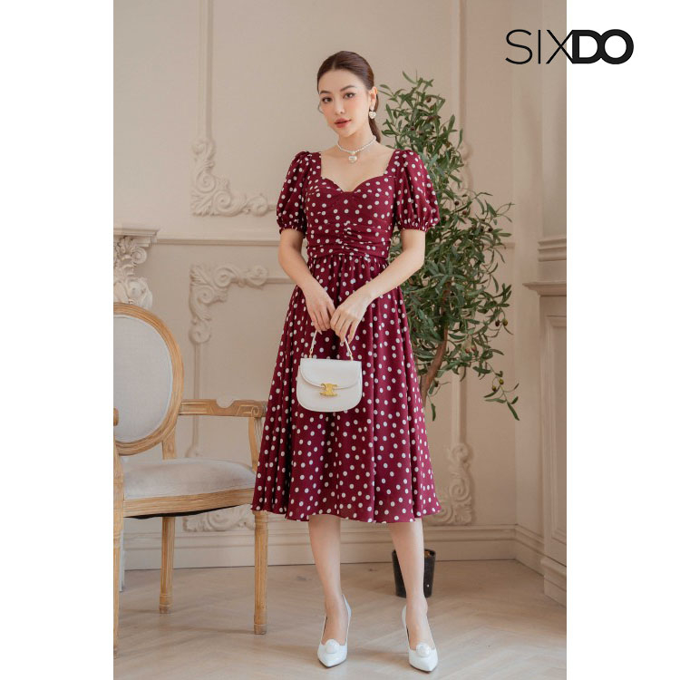 Đầm xòe SIXDO (Polka Dot Midi Chiffon Dress)