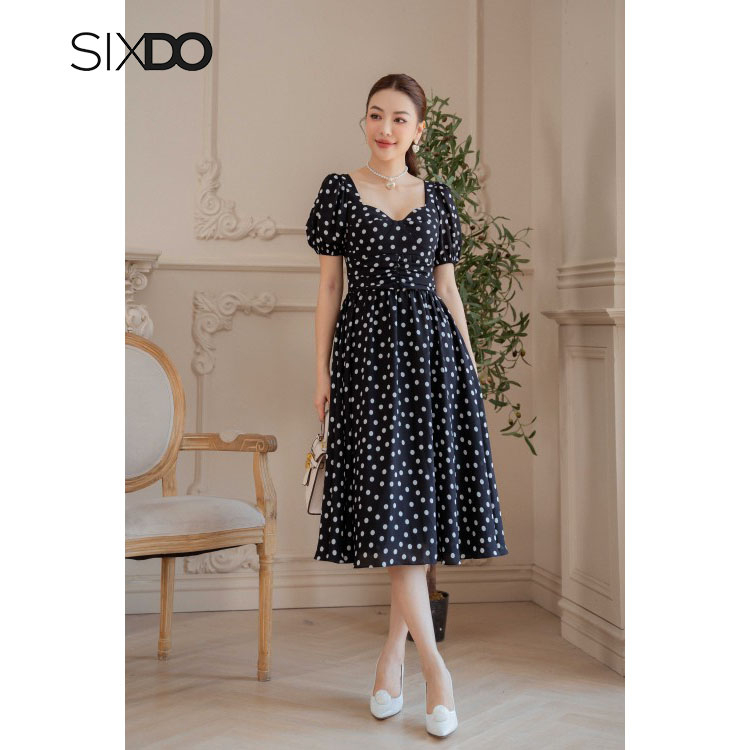 Đầm xòe SIXDO (Polka Dot Midi Chiffon Dress)