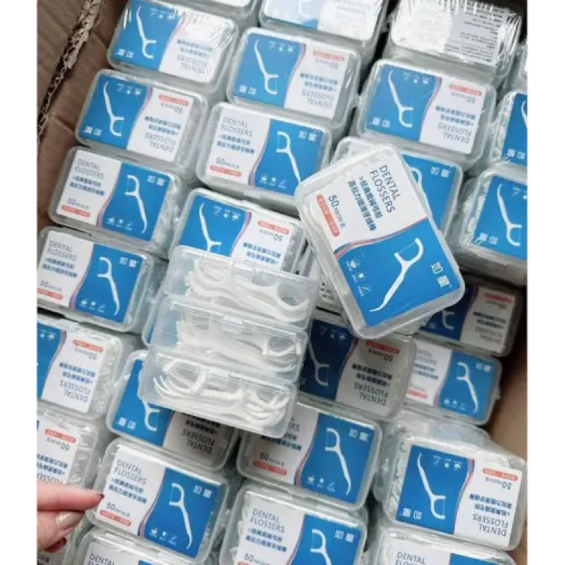 Tăm chỉ nha khoa tiệt trùng hộp 50 cây - Tăm nha khoa vệ sinh kẽ răng chân nướu chuyên dụng