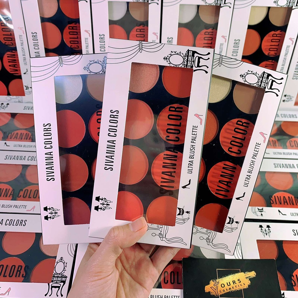 Phấn Má Hồng Tông Cam Hồng, Tạo Khối và Bắt Sáng Sivanna Colors Ultra Blush Palette HF319 Chuẩn Thái Lan