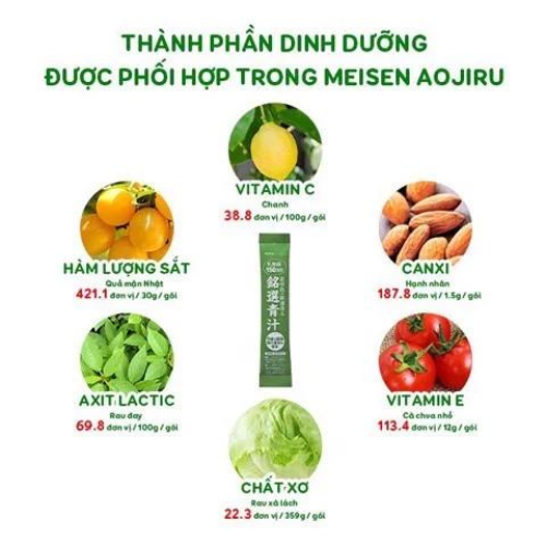 Bột Rau Xanh Bổ Sung Chất Xơ làm sáng da Meisen Aojiru  Hàng chuẩn Nhật Bản
