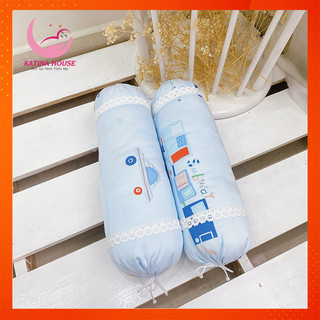 Cặp gối ôm 40cm cho bé sơ sinh 0-18th, vải tencel mềm mại mát, ruột gòn lông vũ êm ái