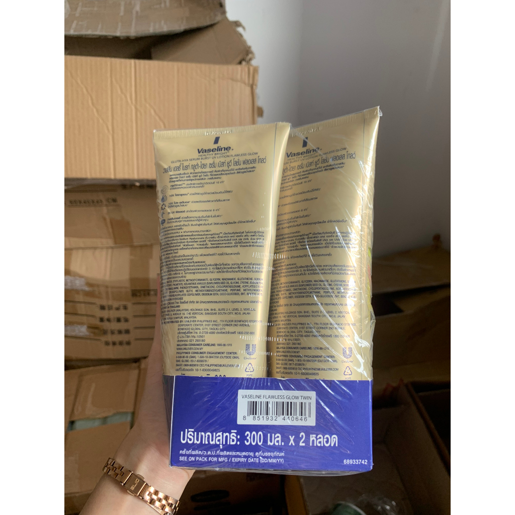 SALE Sữa dưỡng thể làm sáng da vaseline 10x ban ngày + ban đêm màu hồng - vàng 300ml Thái Lan