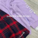 Set áo nỉ da cá kèm chân váy kẻ 2 màu