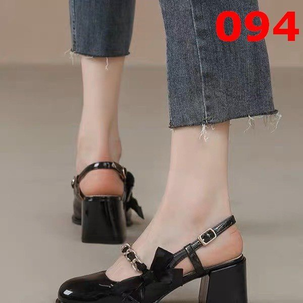 Giày cao gót mũi vuông đính nơ thời trang cho nữ mã 094