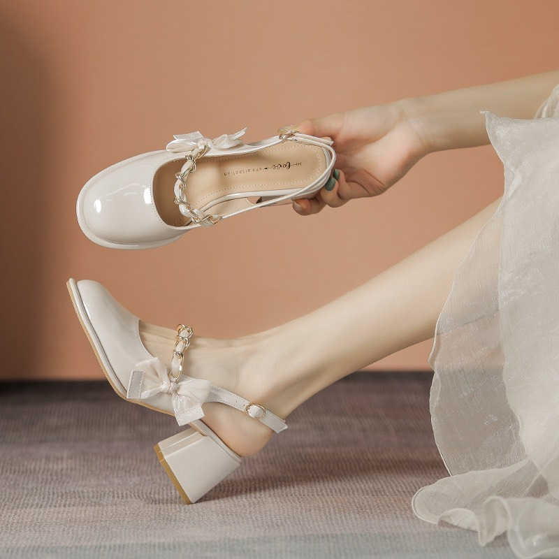 Giày cao gót mũi vuông đính nơ thời trang cho nữ mã 094