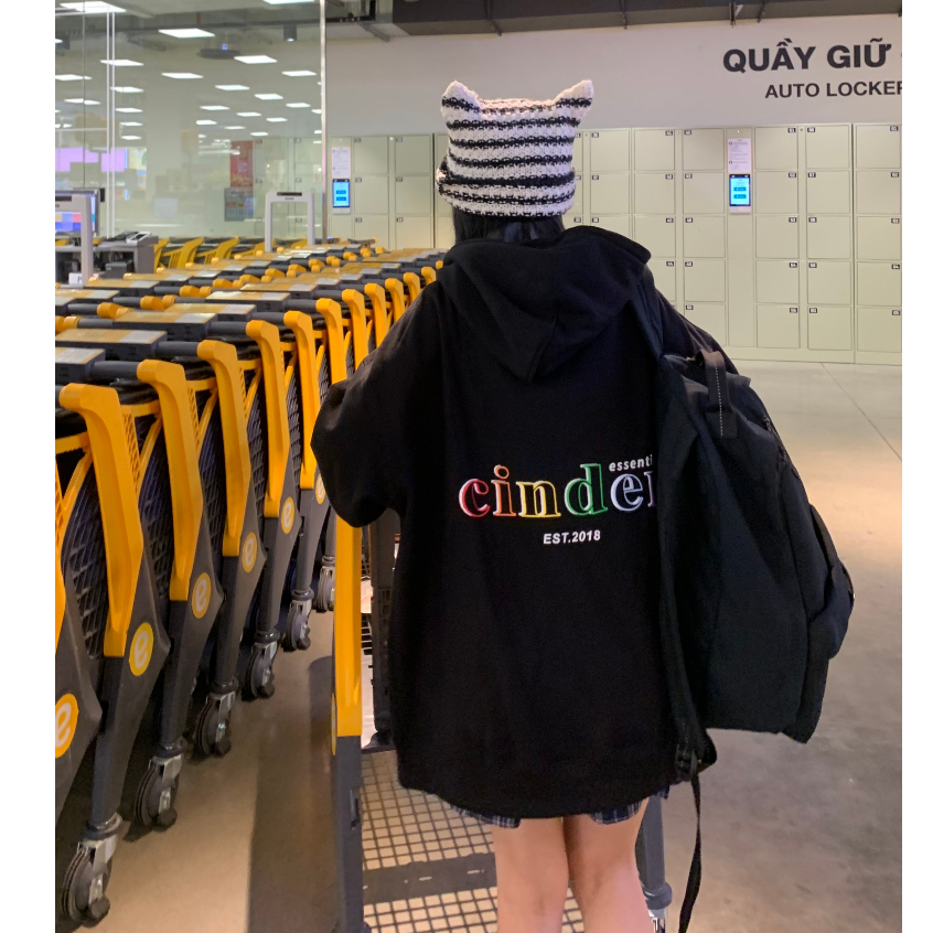 Áo Hoodie Zip Basic Cinder Màu Đen, Áo Hoodie Local Brand Nam Nữ Form Rộng