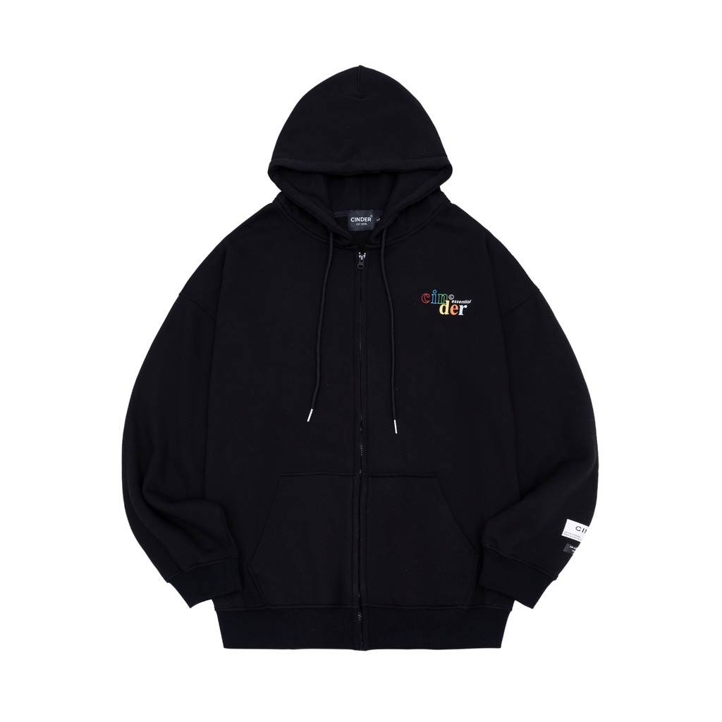 Áo Hoodie Zip Basic Cinder Màu Đen, Áo Hoodie Local Brand Nam Nữ Form Rộng