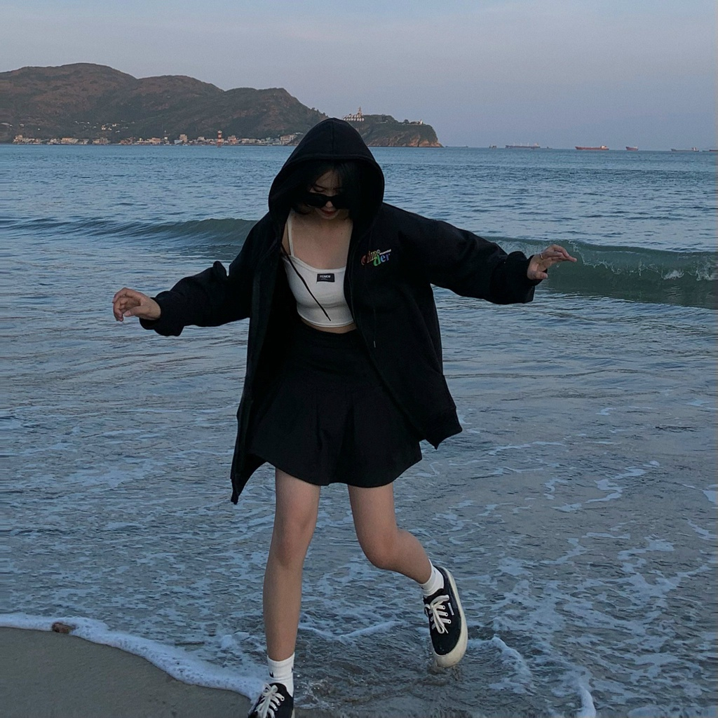 Áo Hoodie Zip Basic Cinder Màu Đen, Áo Hoodie Local Brand Nam Nữ Form Rộng