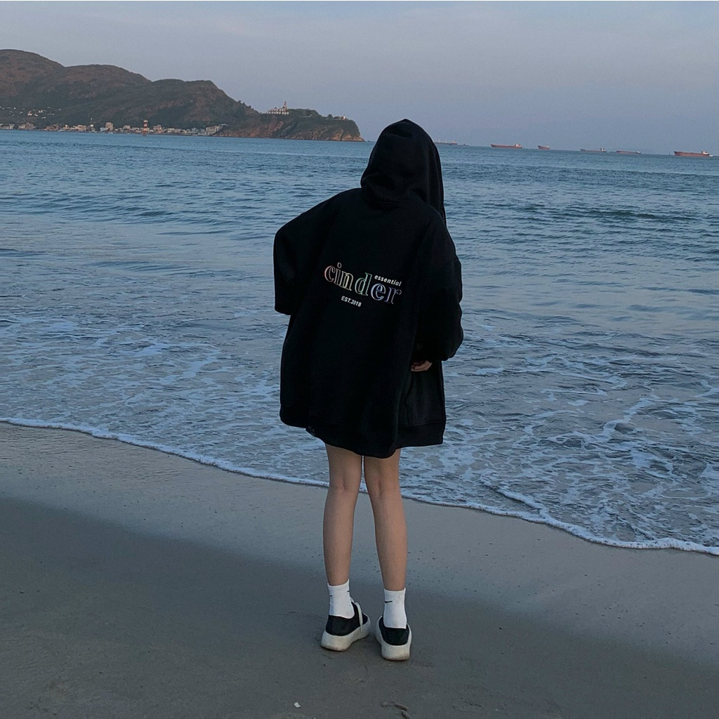 Áo Hoodie Zip Basic Cinder Màu Đen, Áo Hoodie Local Brand Nam Nữ Form Rộng