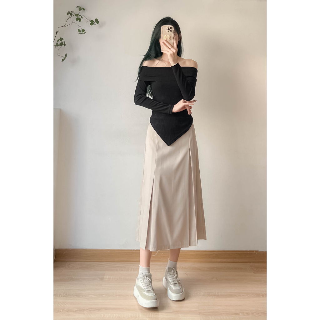 Áo trễ vai dài tay vạt chéo - Retrostyle- Aotrevai1057_P7K1