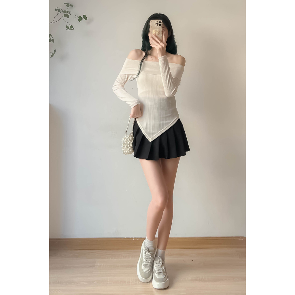Áo trễ vai dài tay vạt chéo - Retrostyle- Aotrevai1057_P7K1