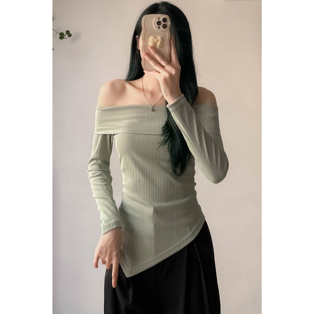 Áo trễ vai dài tay vạt chéo - Retrostyle- Aotrevai1057_P7K1