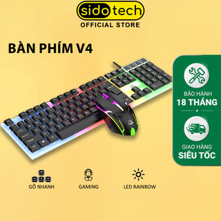  Bàn phím máy tính gaming có dây SIDOTECH V4 giả cơ chống nước đèn led rgb chuột cho laptop PC chơi game 