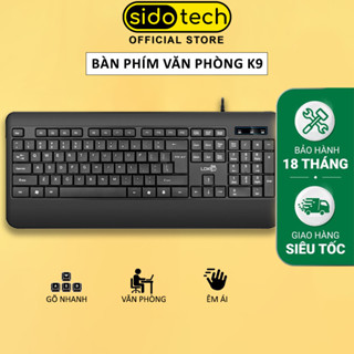 Bàn phím máy tính văn phòng SIDOTECH K9 giả cơ có dây chống nước full size 104 key phần kê tay siêu rộng cho laptop pc