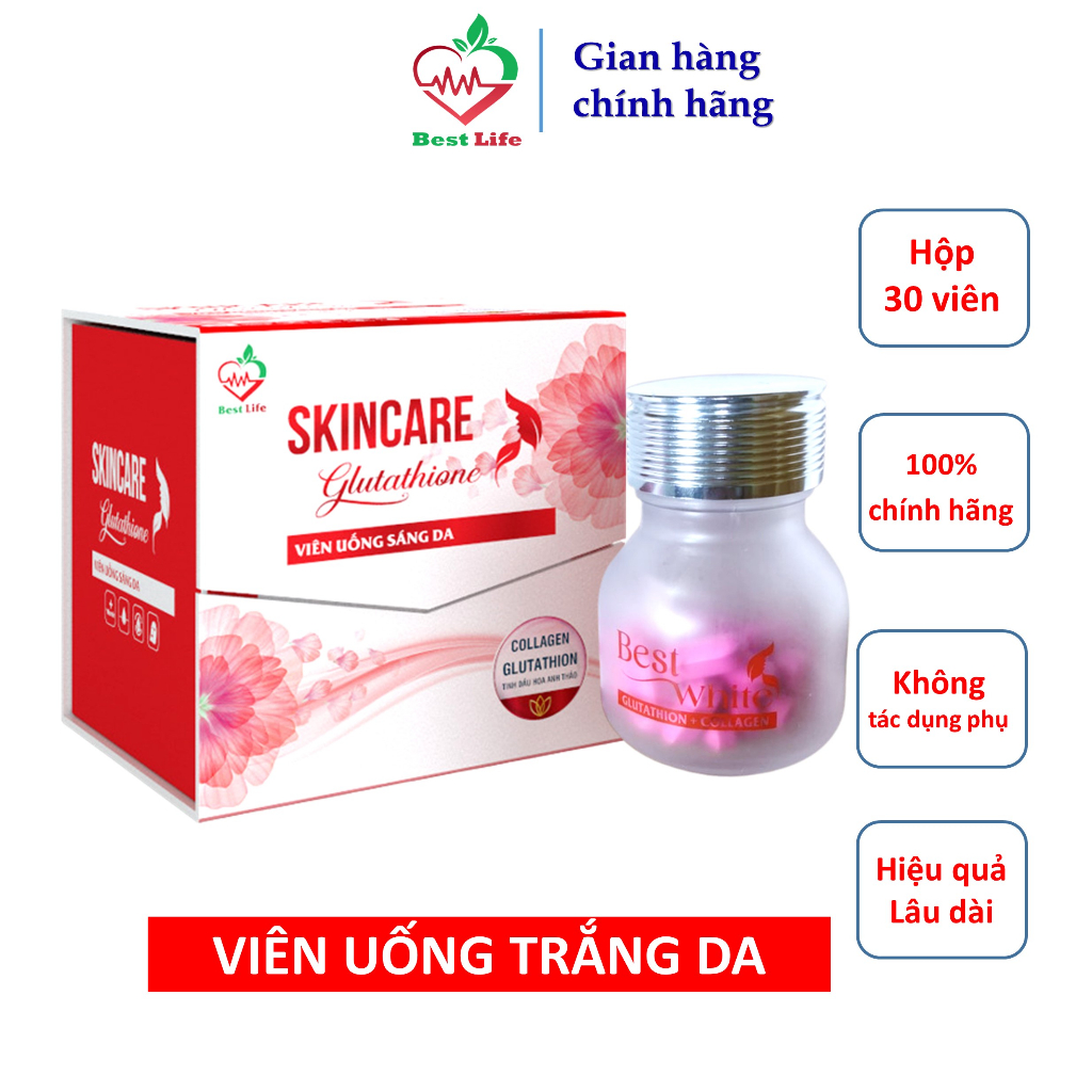 Viên uống cân bằng nội tiết giúp trắng da chống lão hóa Best Life Skincare Glutathione hộp 30 viên