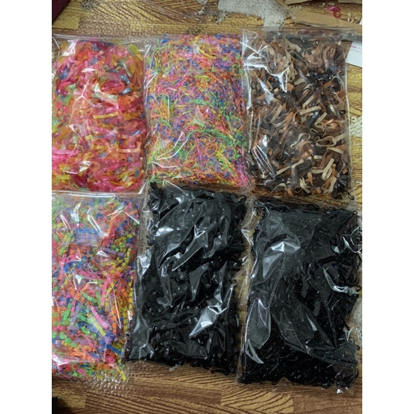 Gói 100g ) Dây chun - dây nịt buộc tóc cho bé. Màu đen và nhiều màu. Sợi to