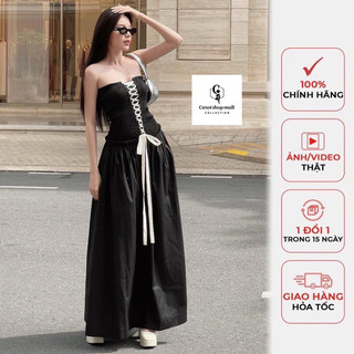 đầm ống xoè thân nhúng phối dây  - CAROTSHOP