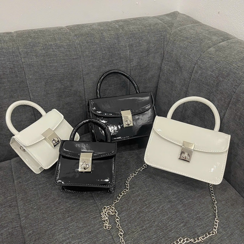 Túi xách nữ đeo chéo cầm tay Da Bóng Khoá Xoay Size Vừa ĐT