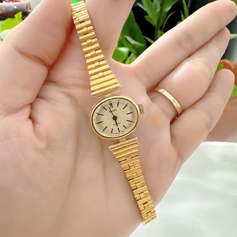 Đồng hồ nữ si nhật Cơ cót lên dây hiệu Seiko 20 Jewels, dây khoá zin