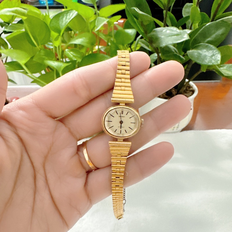 Đồng hồ nữ si nhật Cơ cót lên dây hiệu Seiko 20 Jewels, dây khoá zin