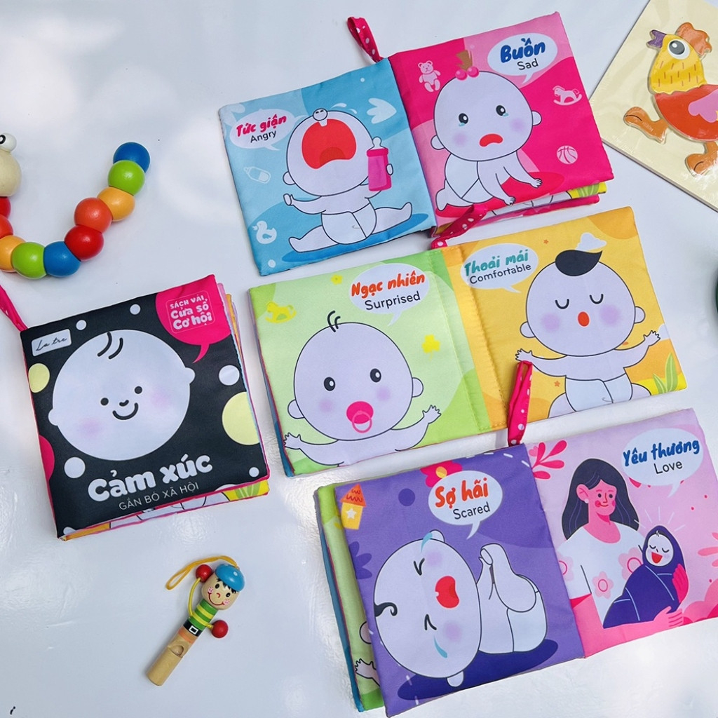 Sách vải cho bé tăng tương tác, phát triển trí não và các giác quan, có dây đeo tiện lợi - Fysoline