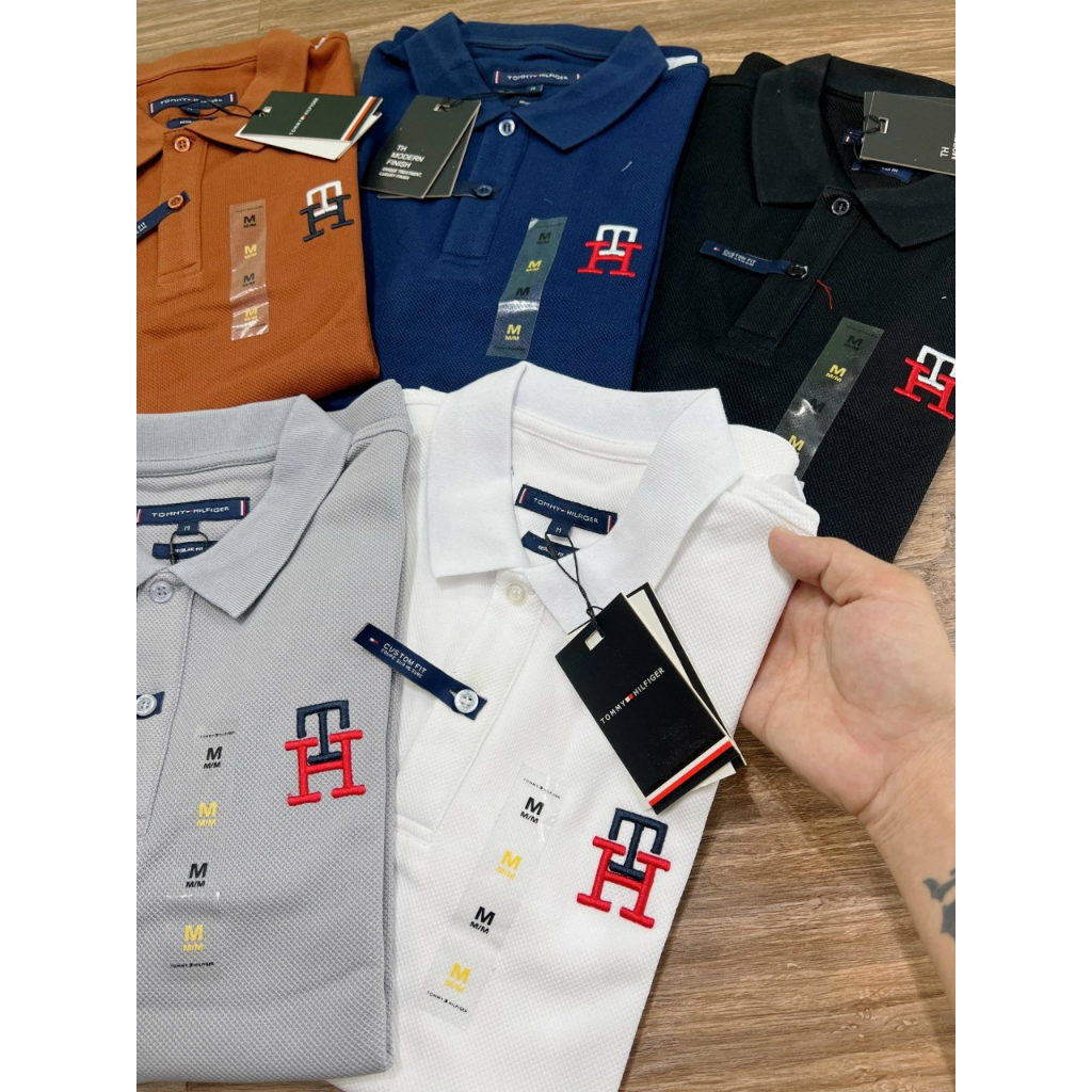 Áo nam bâu polo Tôm Mỳ thêu logo siu đẹp