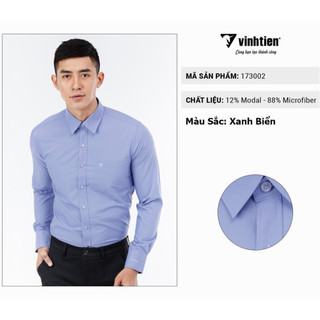 Áo Sơ Mi Tay Dài  SlimFit Vĩnh Tiến Xanh Biển