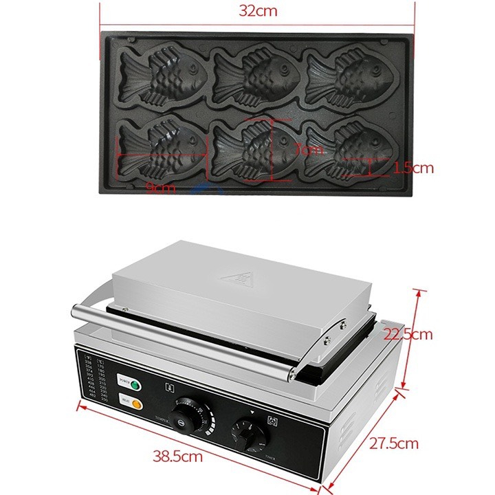 Máy làm bánh cá taiyaki công nghiệp 6 con