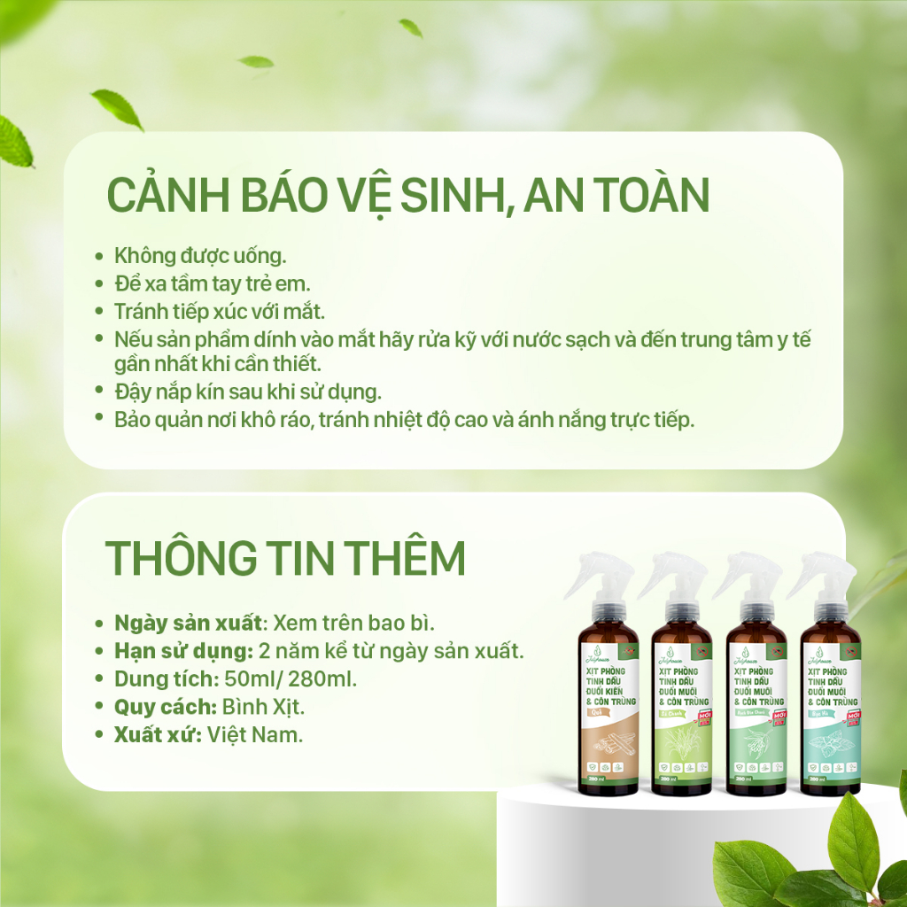 Bình xịt phòng Sả Chanh và Bạc Hà 280ml JULYHOUSE thơm phòng đuổi muỗi hiệu quả